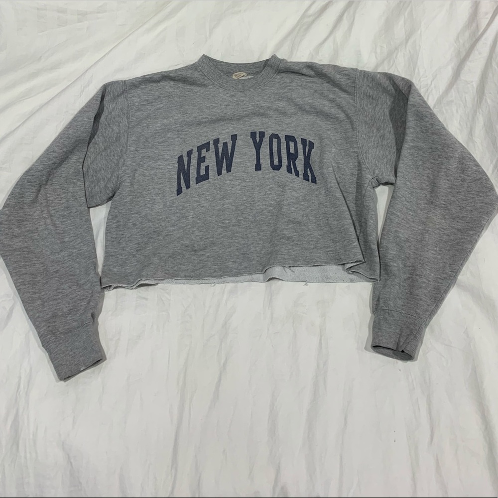 cropped Brandy Melville grey NEW YORK sweater